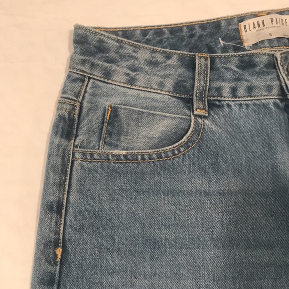 Blank Paige Denim Collection Wide Leg Mid Rise Med Wash Frayed Hem Slit Side S - Picture 5 of 16